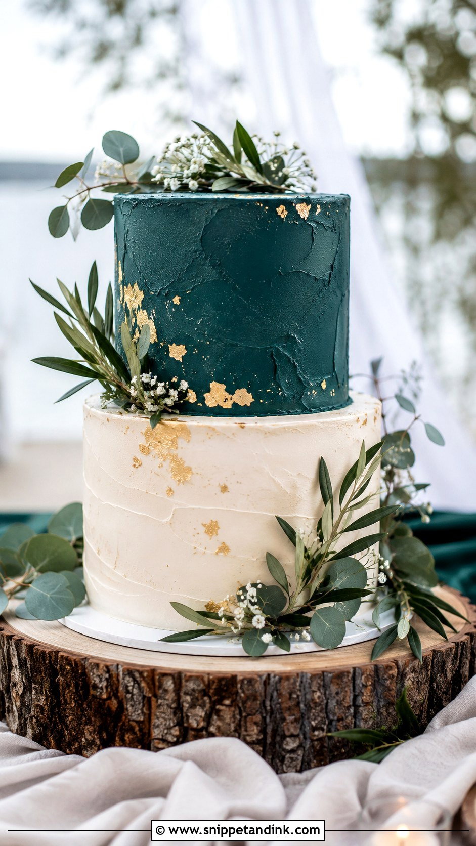 Dark Teal Rustic Wedding Cake - Snippet and Ink - 25 Dark Teal Wedding Cake Ideas