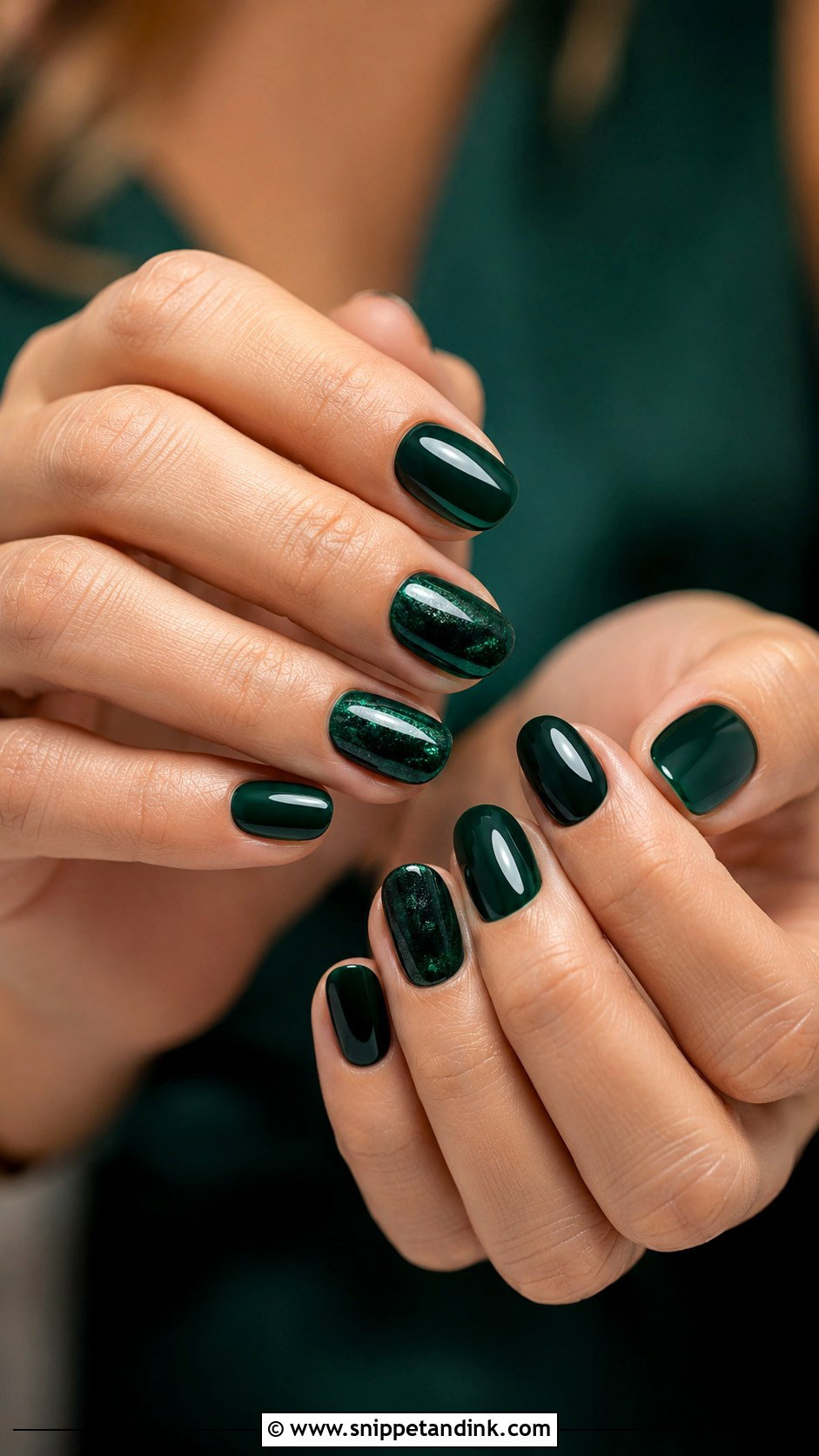 Deep Green Bridesmaid Wedding Nails - Snippet and Ink - 20 Winter Bridesmaid Wedding Nails