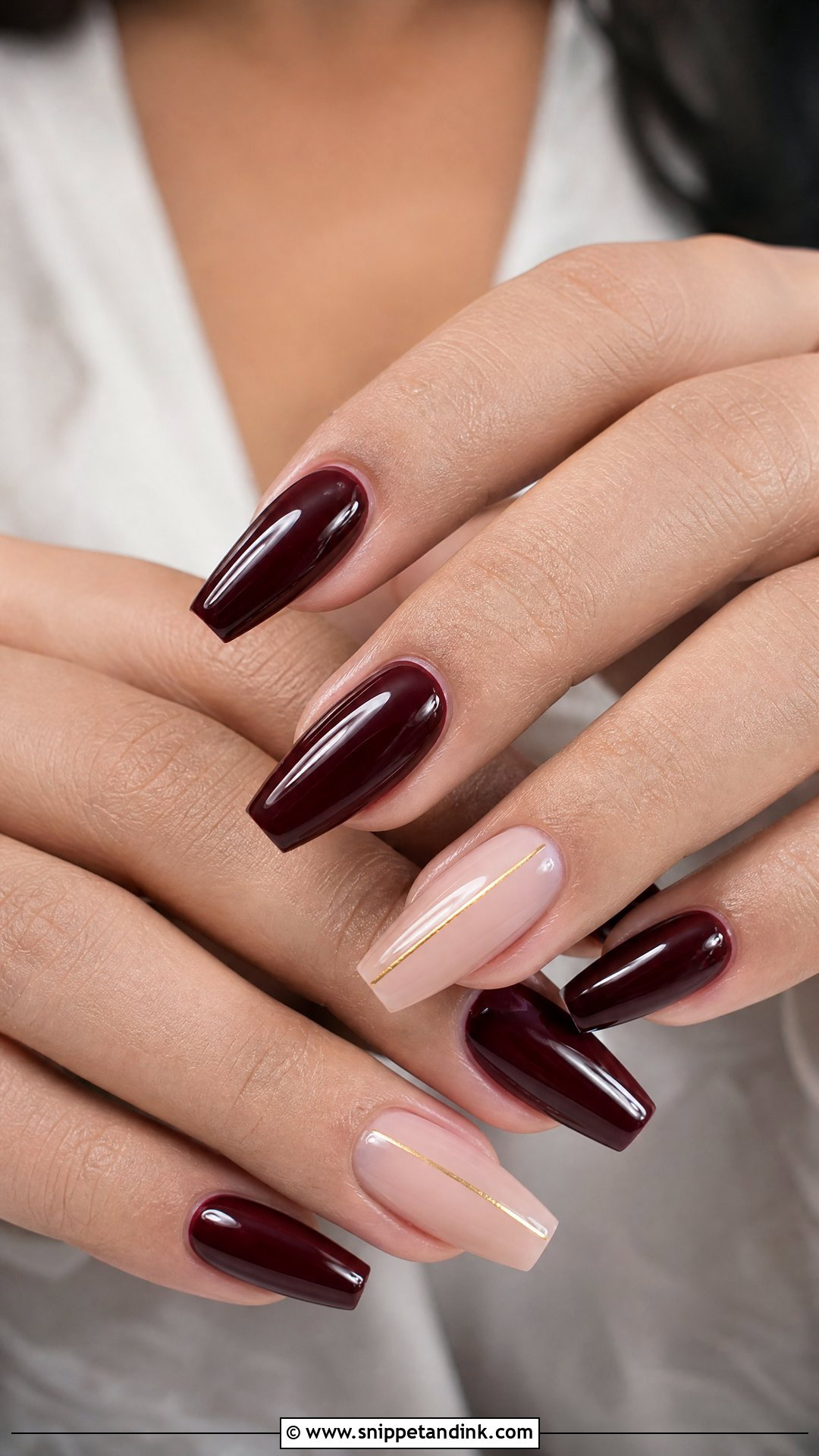 Deep Maroon Bridal Nails - Snippet and Ink - 25 Maroon Bridal Nails