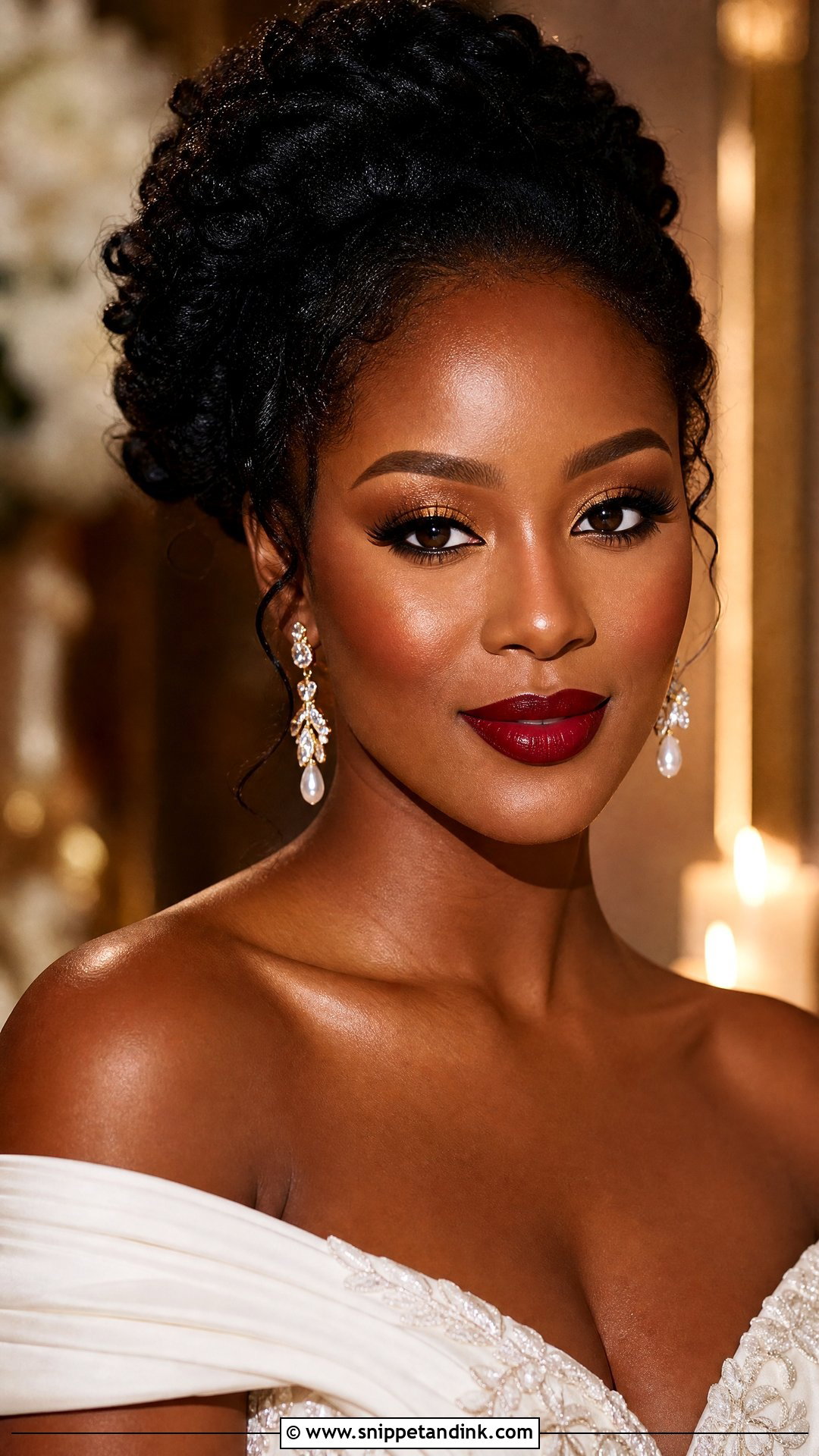 Deep Red Lip Bridal Makeup - Snippet and Ink - 20 Red Lips Bride Ideas