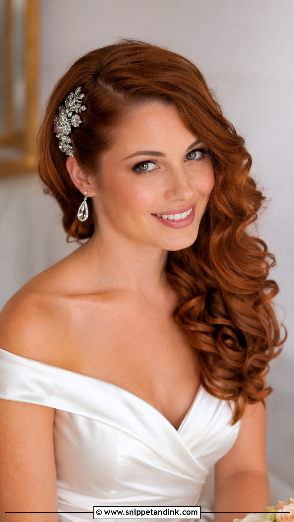 Deep Side Part Curls for Wedding - Snippet and Ink - 25 Open Hairstyles for Wedding