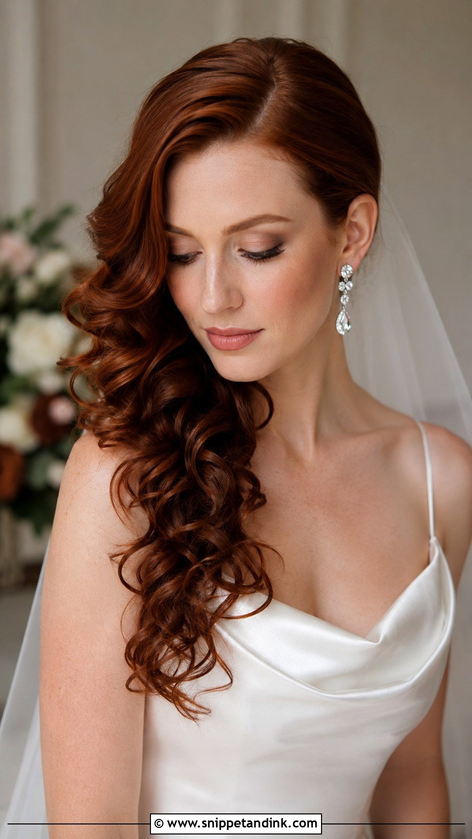 Deep Side Part Curly Wedding Hair - Snippet and Ink - 20 Wedding Hair Curly Down Ideas