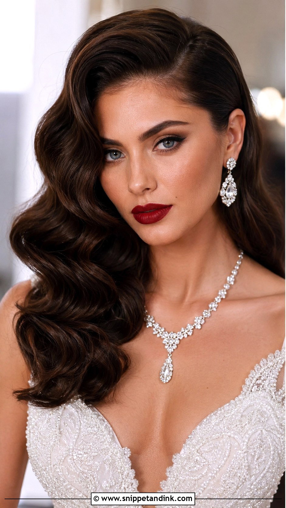 Deep Side Part Glamour Waves - Snippet and Ink - 20 Bridal Hair Waves