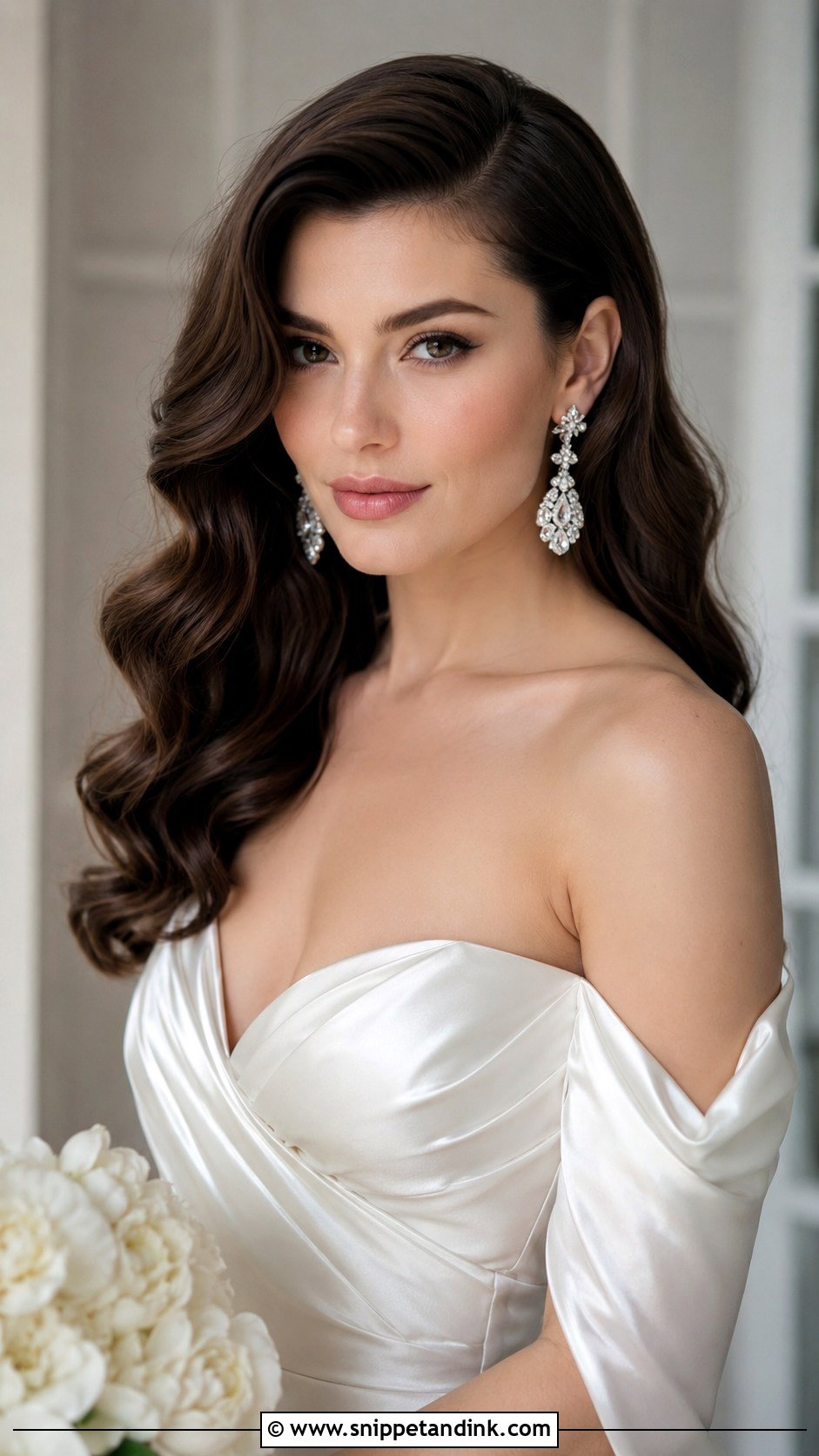 Deep Side Part Open Hairstyle - Snippet and Ink - 25 Open Hair Bride Ideas