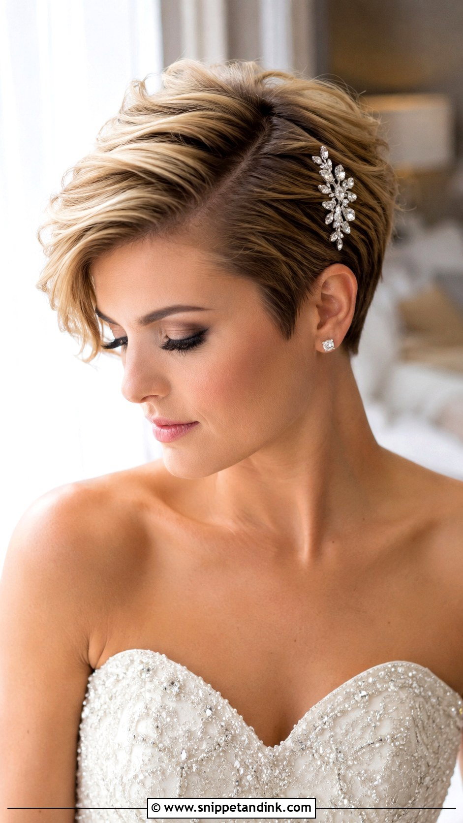 Deep Side Part Pixie - Snippet and Ink - 20 Pixie Wedding Hairstyles