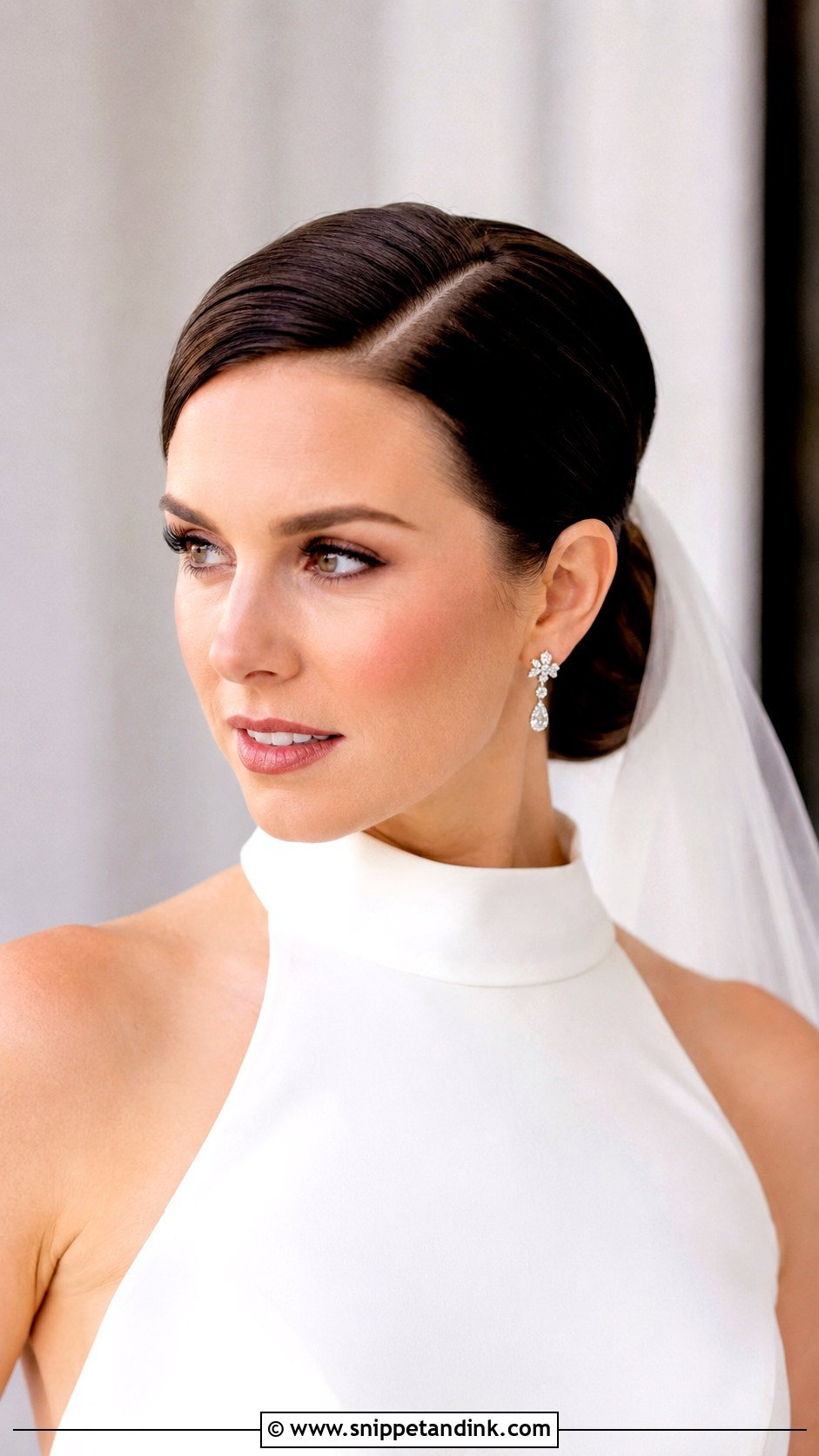 Deep Side Part Sleek Updo - Snippet and Ink - 25 Side Part Wedding Hair Ideas
