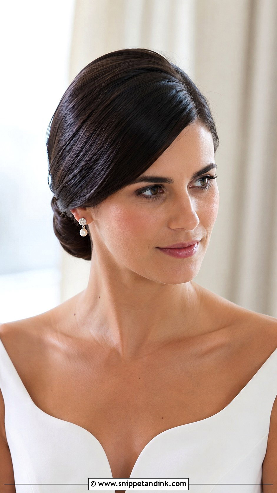 Deep Side Part Sleek Updo - Snippet and Ink - 20 Side Bridal Hairstyles