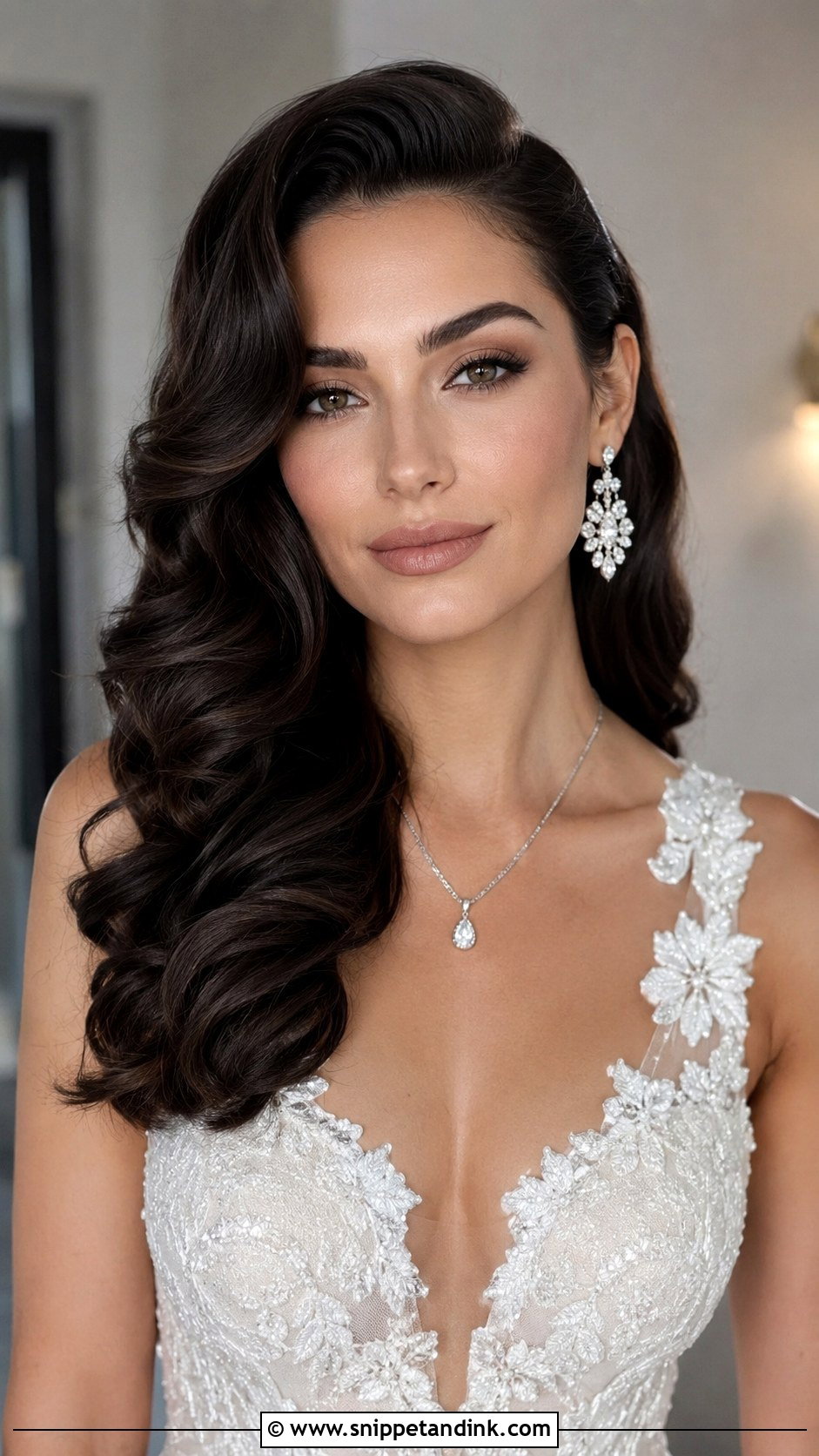Deep Side Part Wavy Wedding Hair - Snippet and Ink - 20 Wavy Wedding Hairstyles