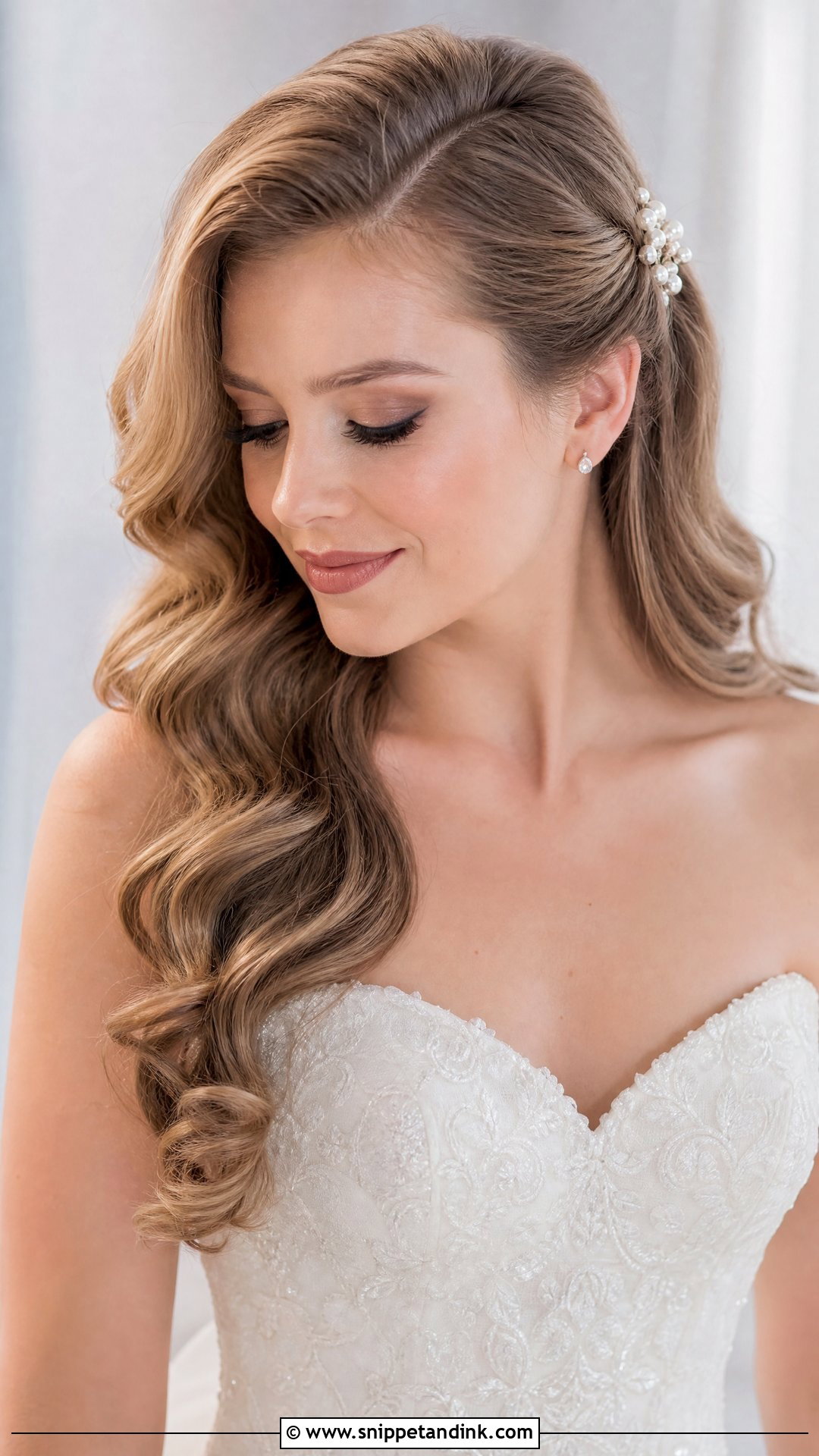 Deep Side Part Wedding Hair Down - Snippet and Ink - 15 Classic Wedding Hair Down Ideas