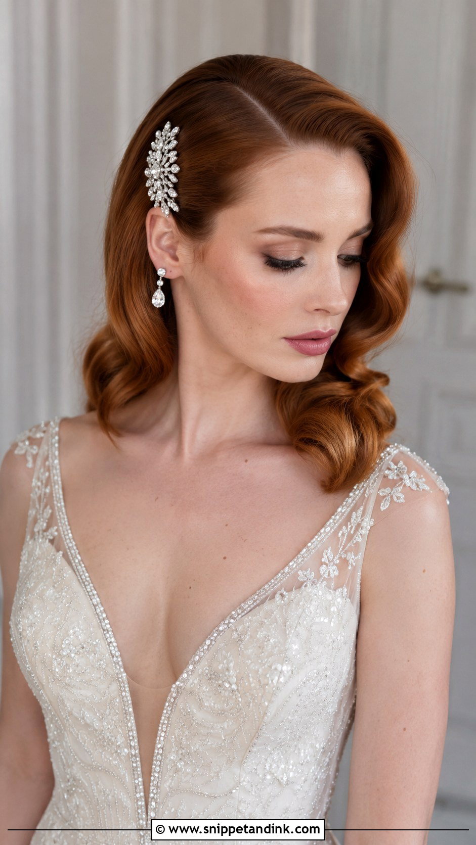 Deep Side Part Wedding Hairstyle With Waves - Snippet and Ink - 20 Wedding Hairstyle Short Hair Ideas