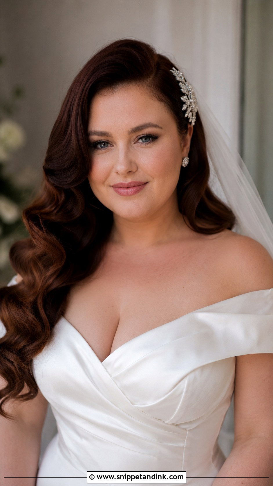 Deep Side Part With Cascading Waves - Snippet and Ink - 25 Round Face Hairstyles for Wedding