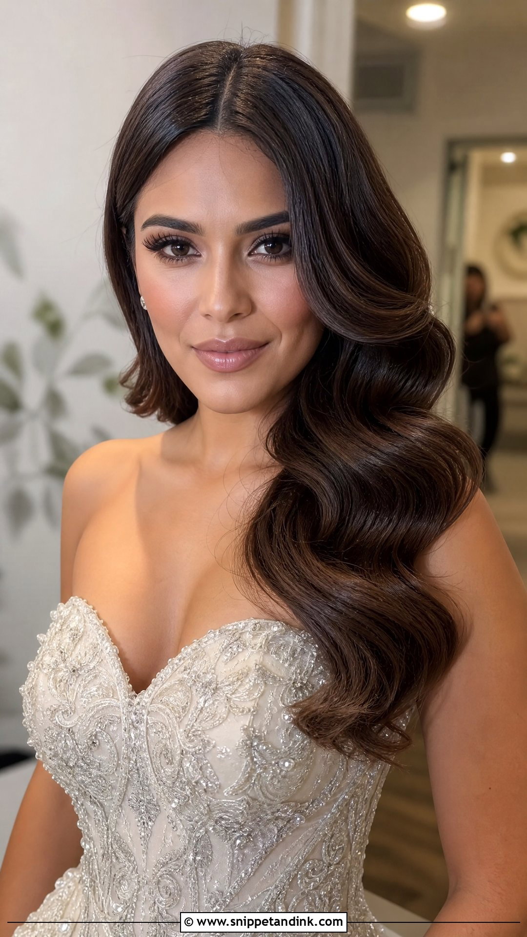 Deep Side Swept Hollywood Waves With Center Part - Snippet and Ink - 20 Hollywood Waves Wedding Middle Part