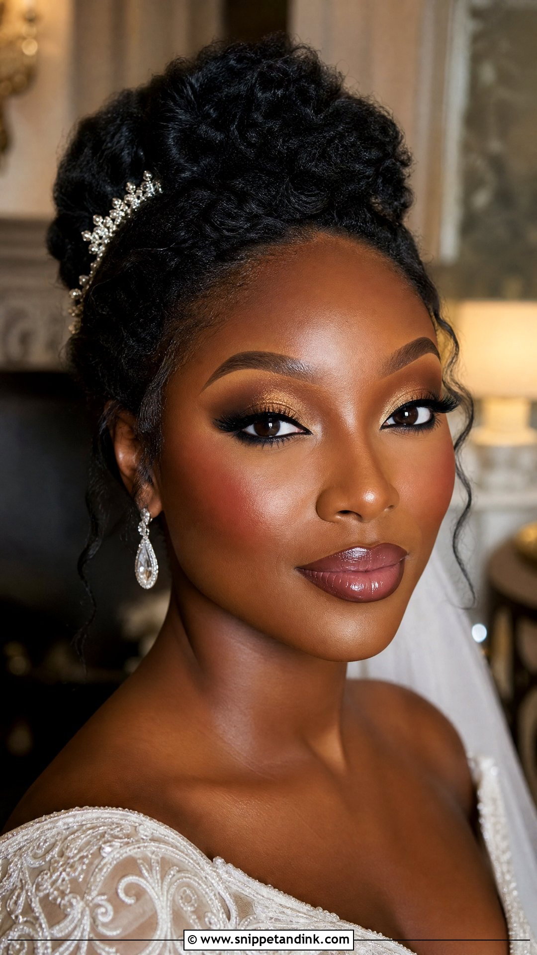 Deep Skin Glam Wedding Makeup - Snippet and Ink - 30 Glam Wedding Makeup Ideas