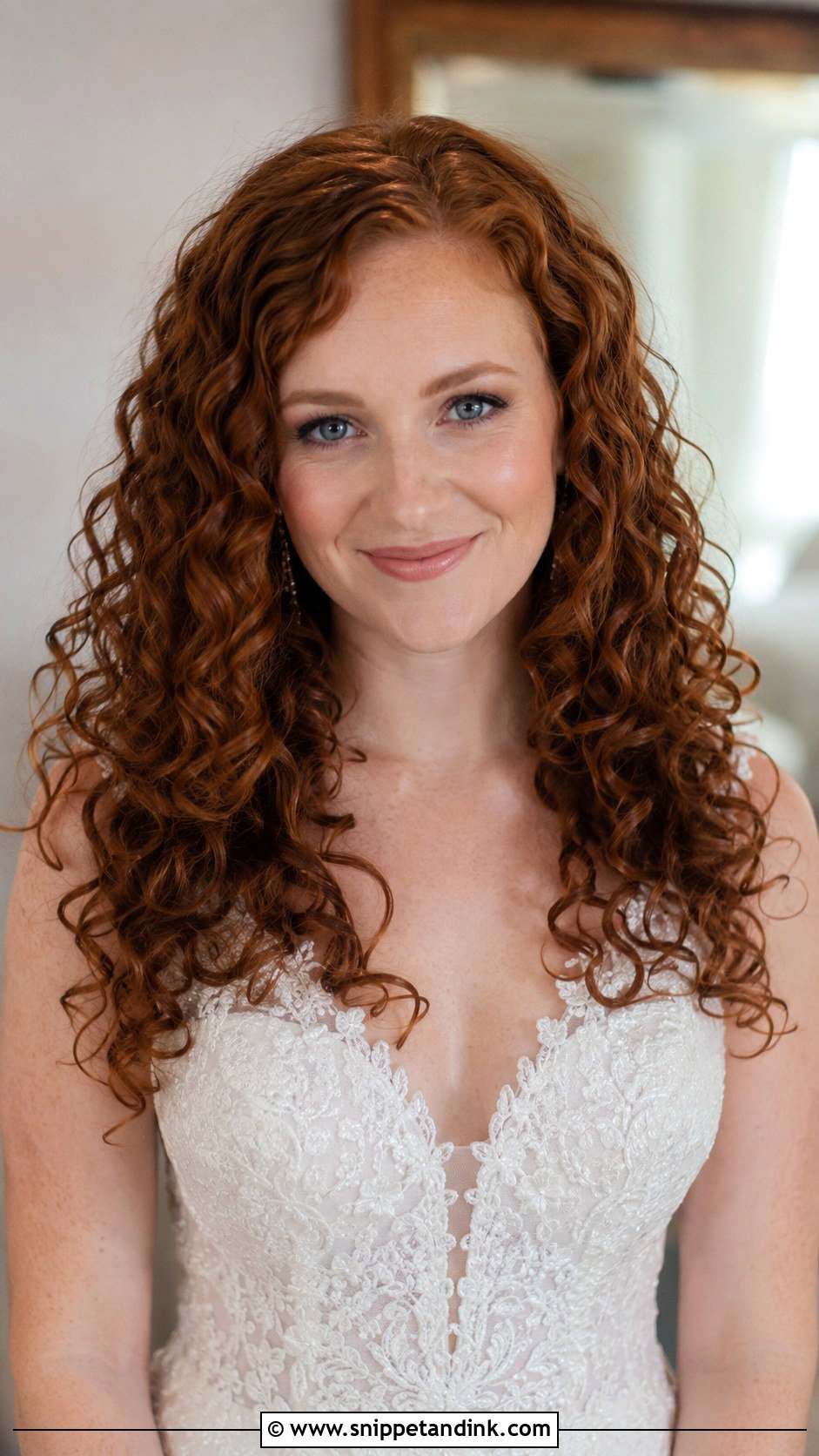 Defined Curls Worn Completely Down - Snippet and Ink - 25 Curly Hair Bride Hairstyles