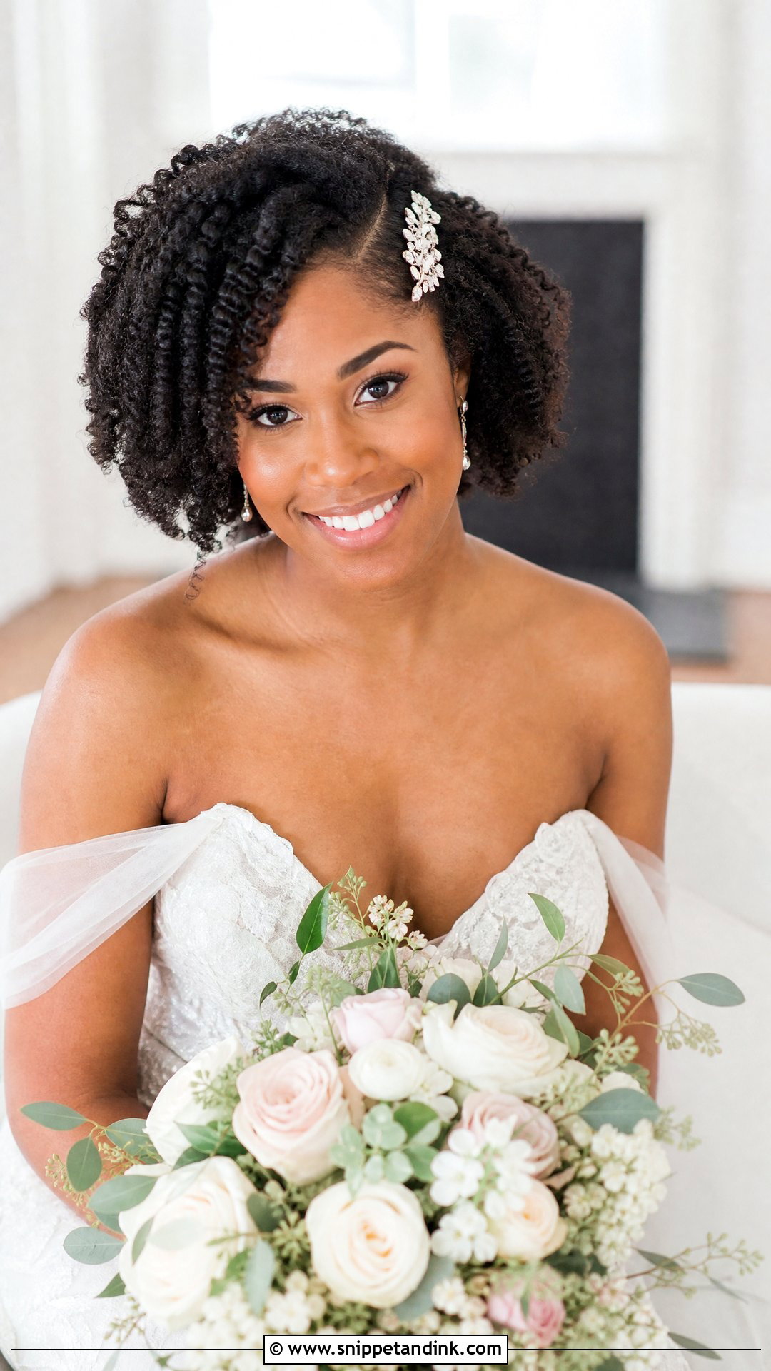 Defined Twist Out With Side Part - Snippet and Ink - 20 Black Bridal Hair Ideas