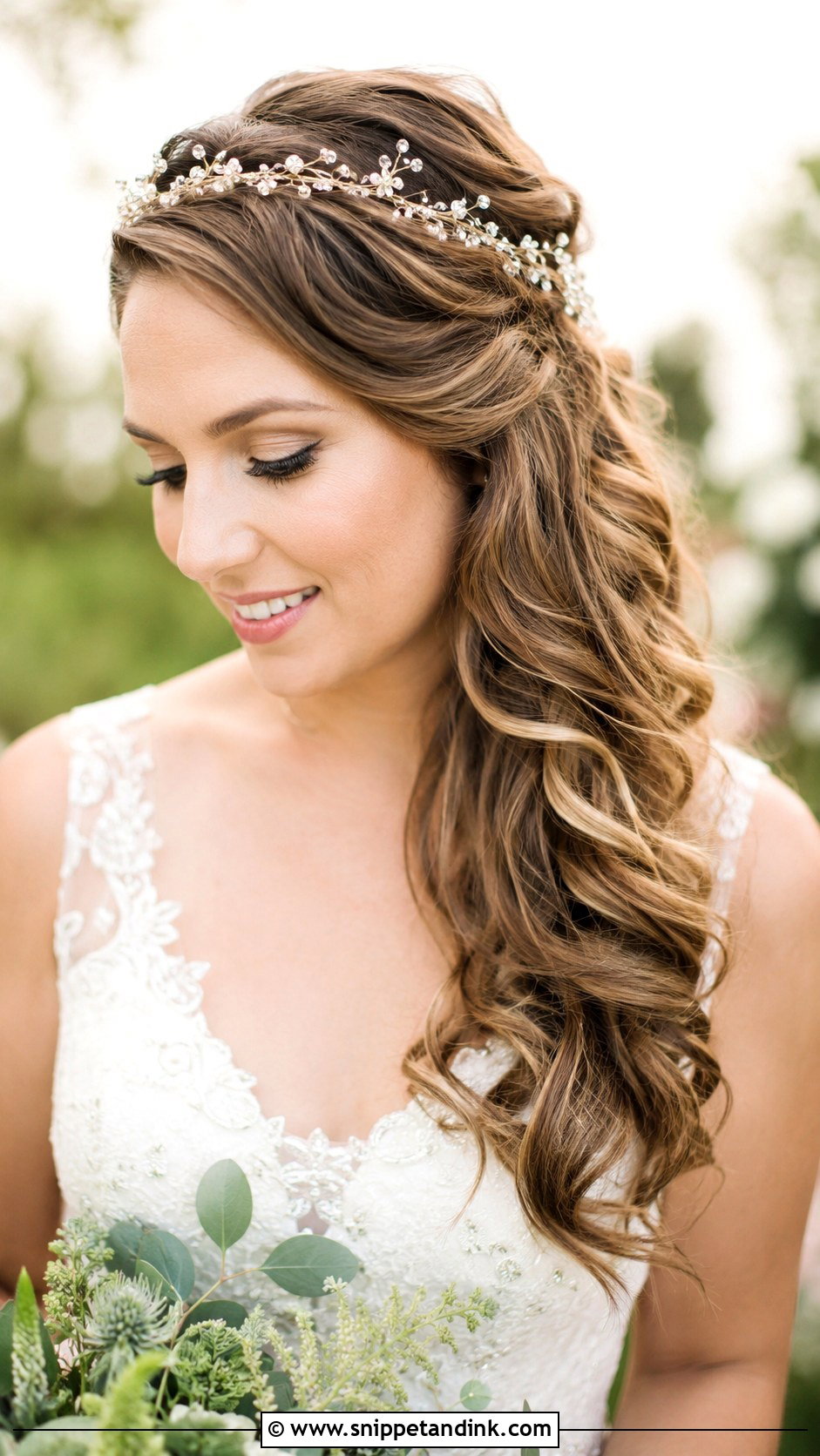 Delicate Hair Vine With Side Swept Hair - Snippet and Ink - 20 Bridal Hair Vine Ideas