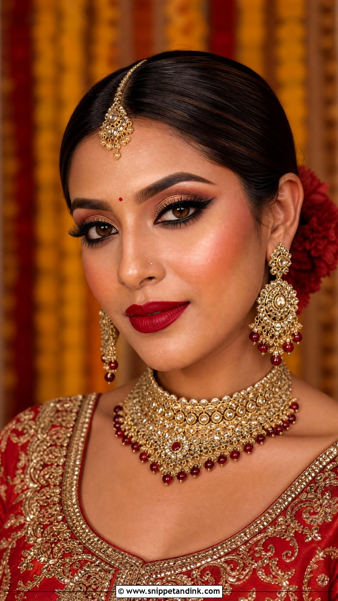Desi Bridal Red Lip Makeup - Snippet and Ink - 20 Desi Wedding Makeup Looks