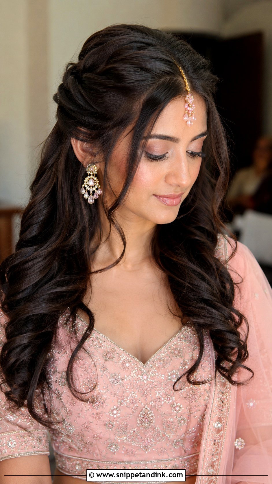 Desi Wedding Half Up Hair - Snippet and Ink - 15 Hair Styles for Desi Wedding