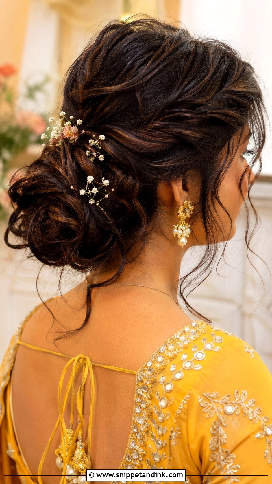 Desi Wedding Messy Bun - Snippet and Ink - 15 Hair Styles for Desi Wedding