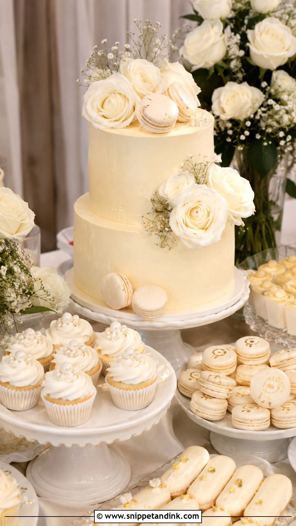 Dessert Table Wedding Cake - Snippet and Ink - 20 Cake Photoshoot Aesthetic Ideas for Wedding