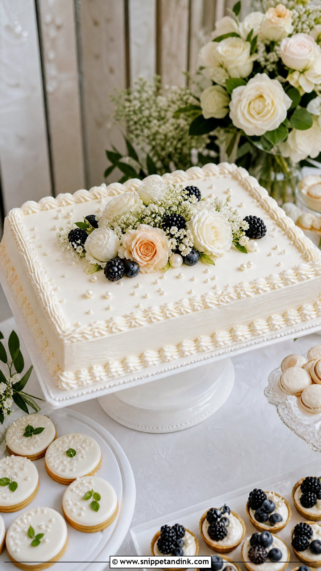 Dessert Table Wedding Sheet Cake - Snippet and Ink - 20 Wedding Sheet Cakes
