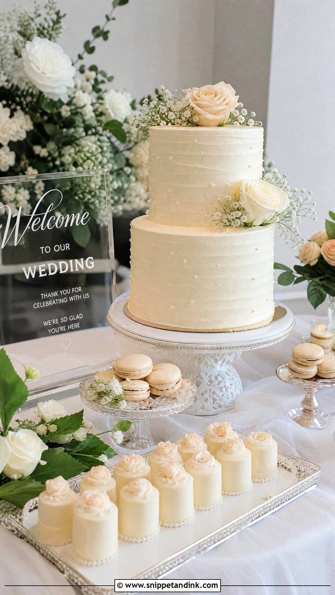 Dessert Table Welcome Wedding Cake - Snippet and Ink - 30 Welcome Cake Ideas for Wedding