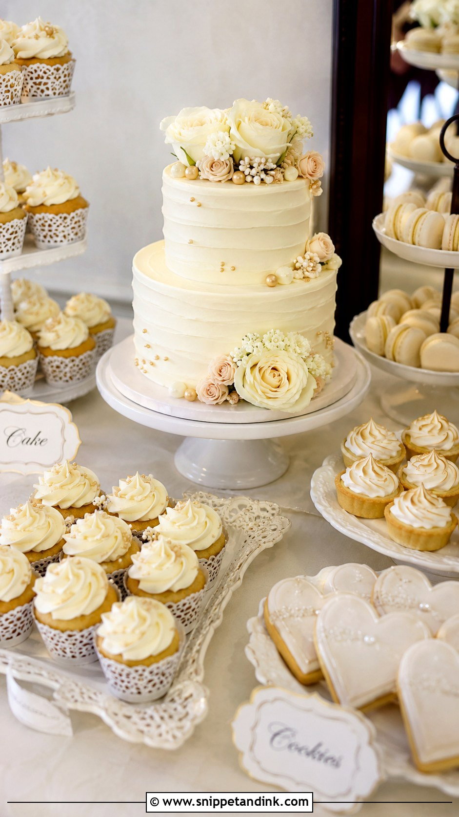 Dessert Wedding Cake Table With Cupcakes - Snippet and Ink - 20 Wedding Cake Table Ideas with Cupcakes