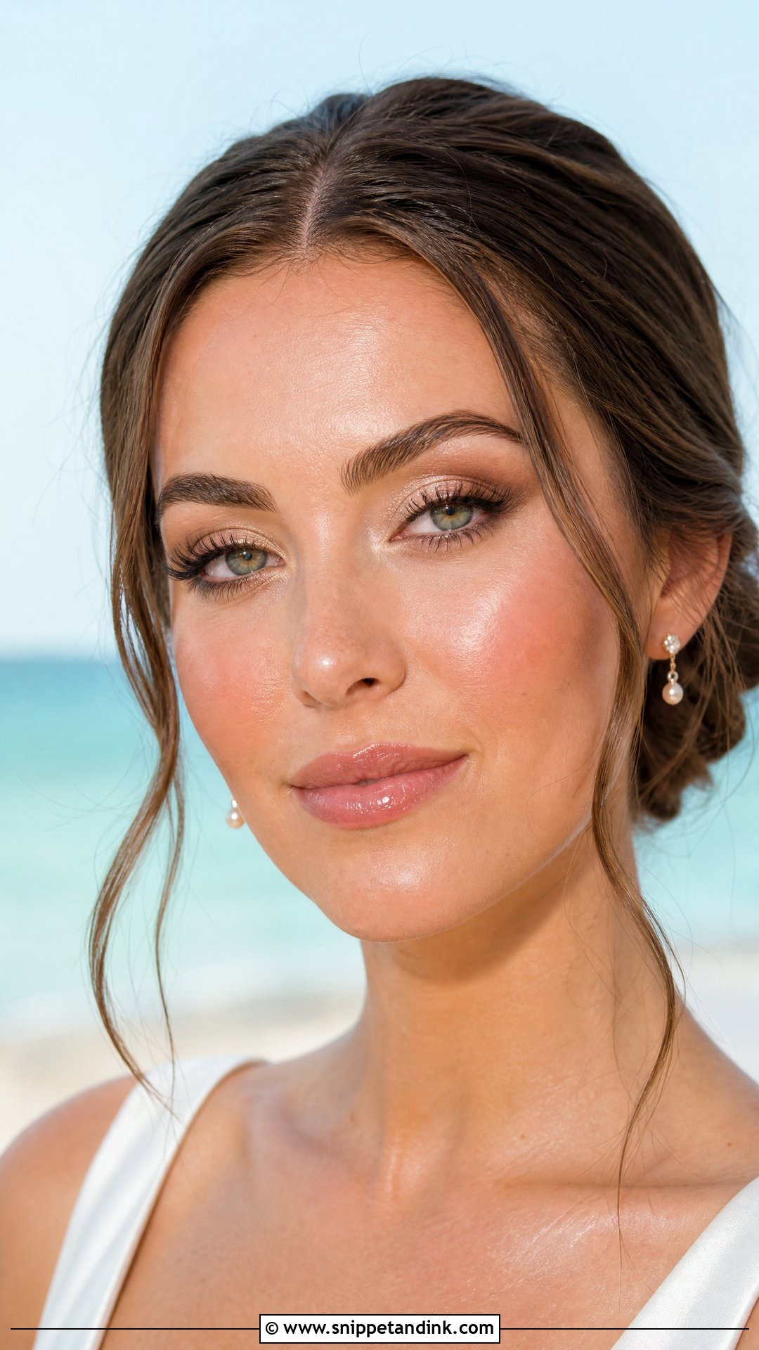 Dewy Beach Bridal Makeup For Brown Eyes - Snippet and Ink - 20 Beach Wedding Makeup for Brown Eyes