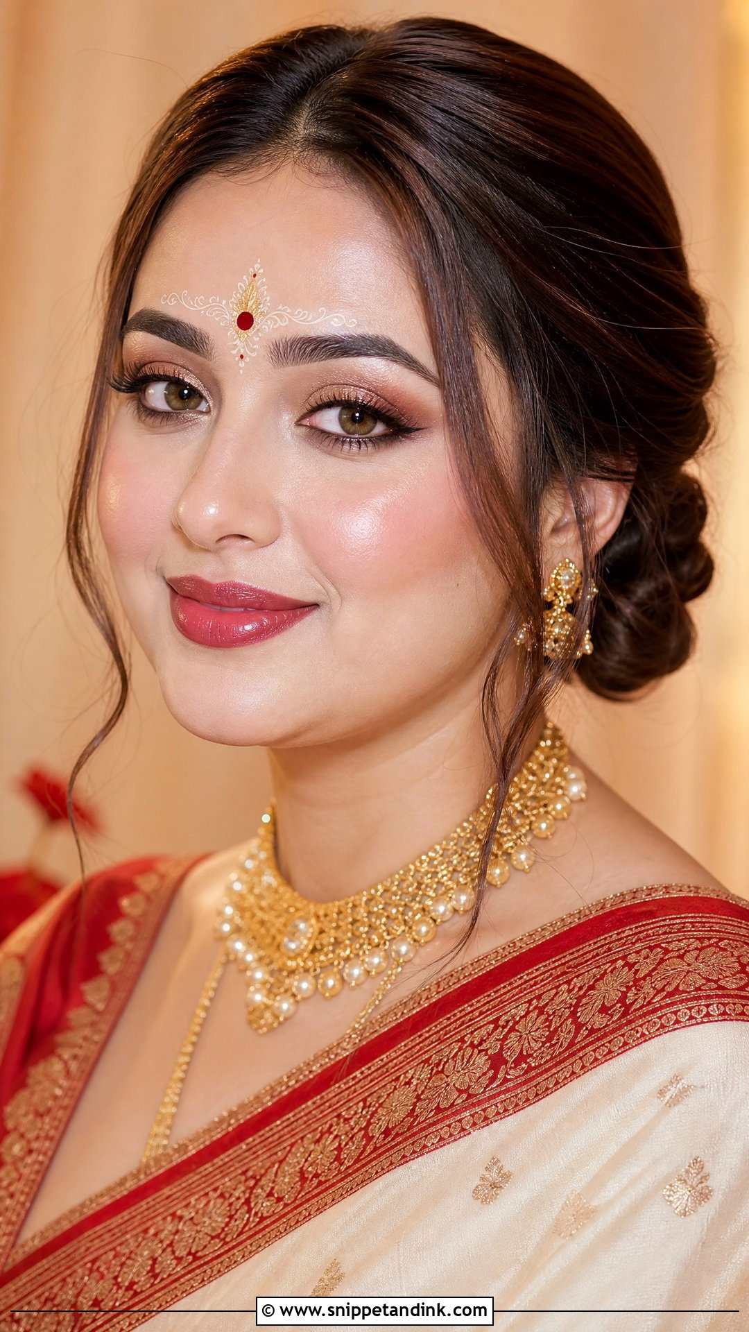 Dewy Bengali Bridal Makeup - Snippet and Ink - 20 Bengali Bridal Wedding Makeup Ideas