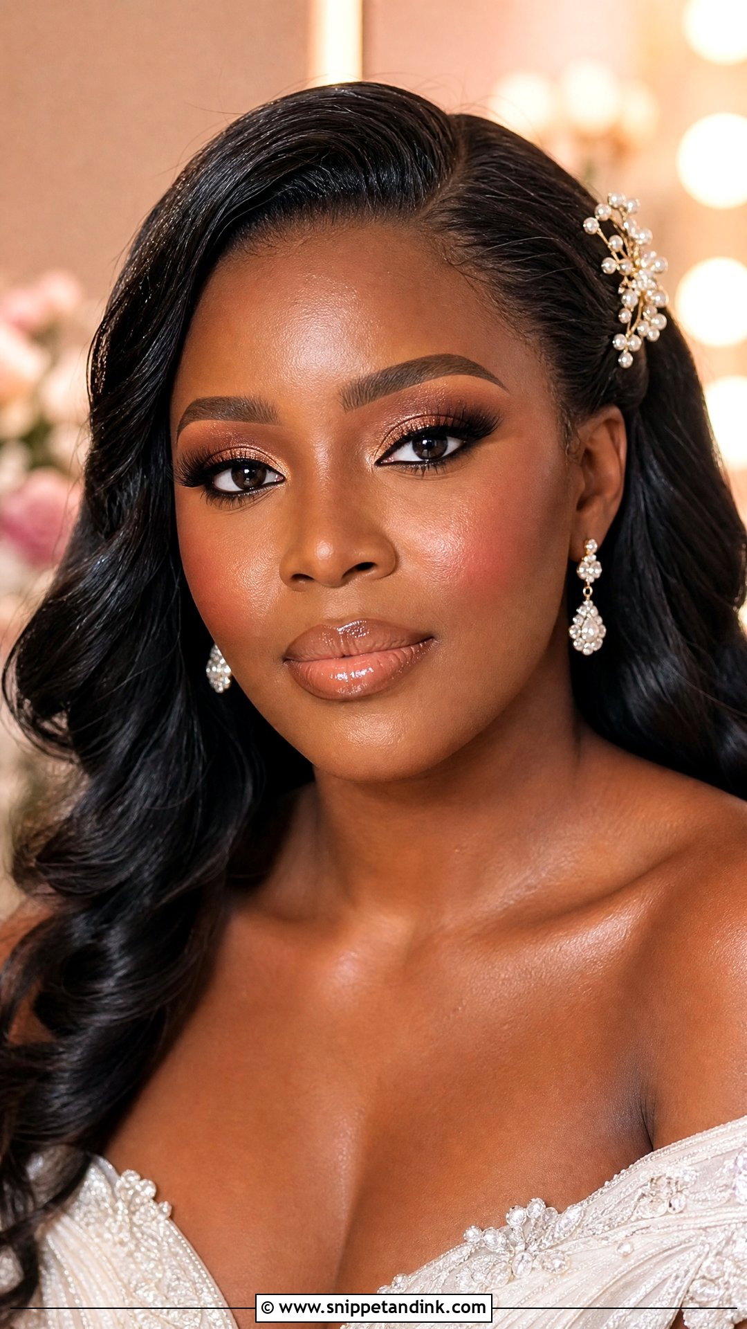 Dewy Black Bridal Makeup - Snippet and Ink - 20 Black Bridal Makeup Wedding Day Ideas