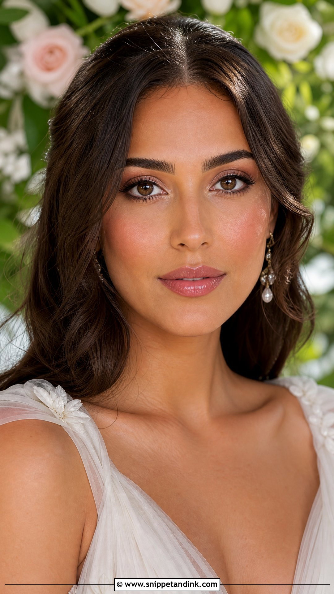 Dewy Bridal Makeup For Brown Eyes - Snippet and Ink - 20 Brown Eye Bridal Makeup Ideas