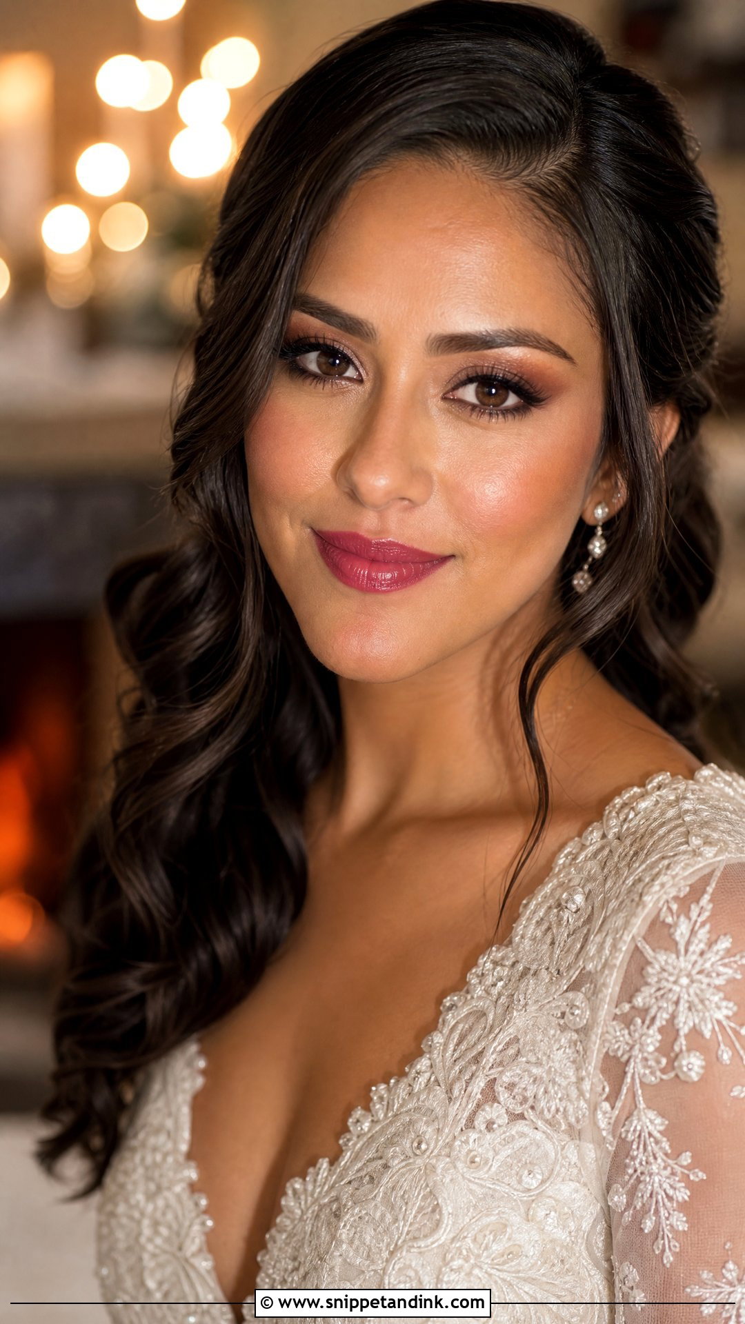 Dewy Bridal Makeup With Berry Lip - Snippet and Ink - 25 Dewy Bridal Makeup Ideas