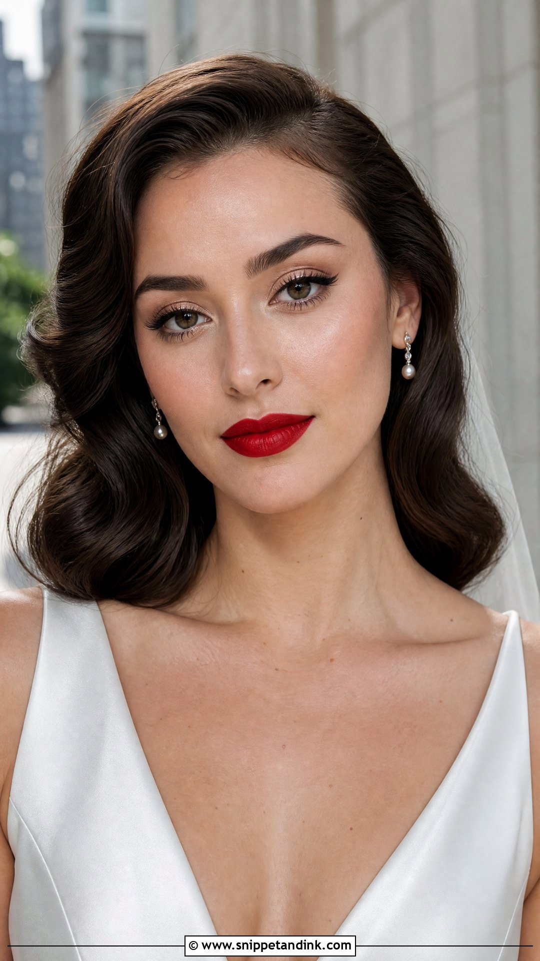 Dewy Bridal Makeup With Classic Red Lip - Snippet and Ink - 25 Dewy Bridal Makeup Ideas