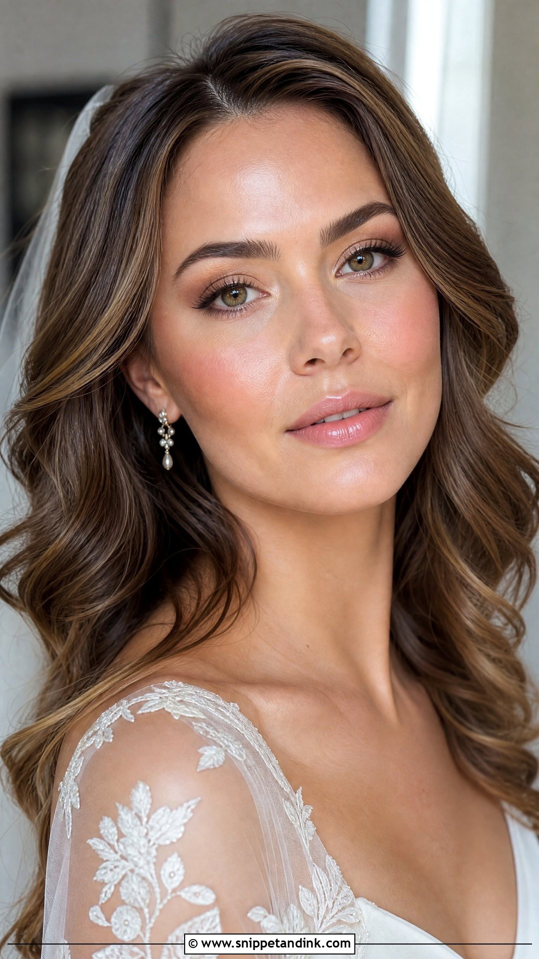 Dewy Bridal Makeup With Glossy Lips - Snippet and Ink - 25 Dewy Bridal Makeup Ideas