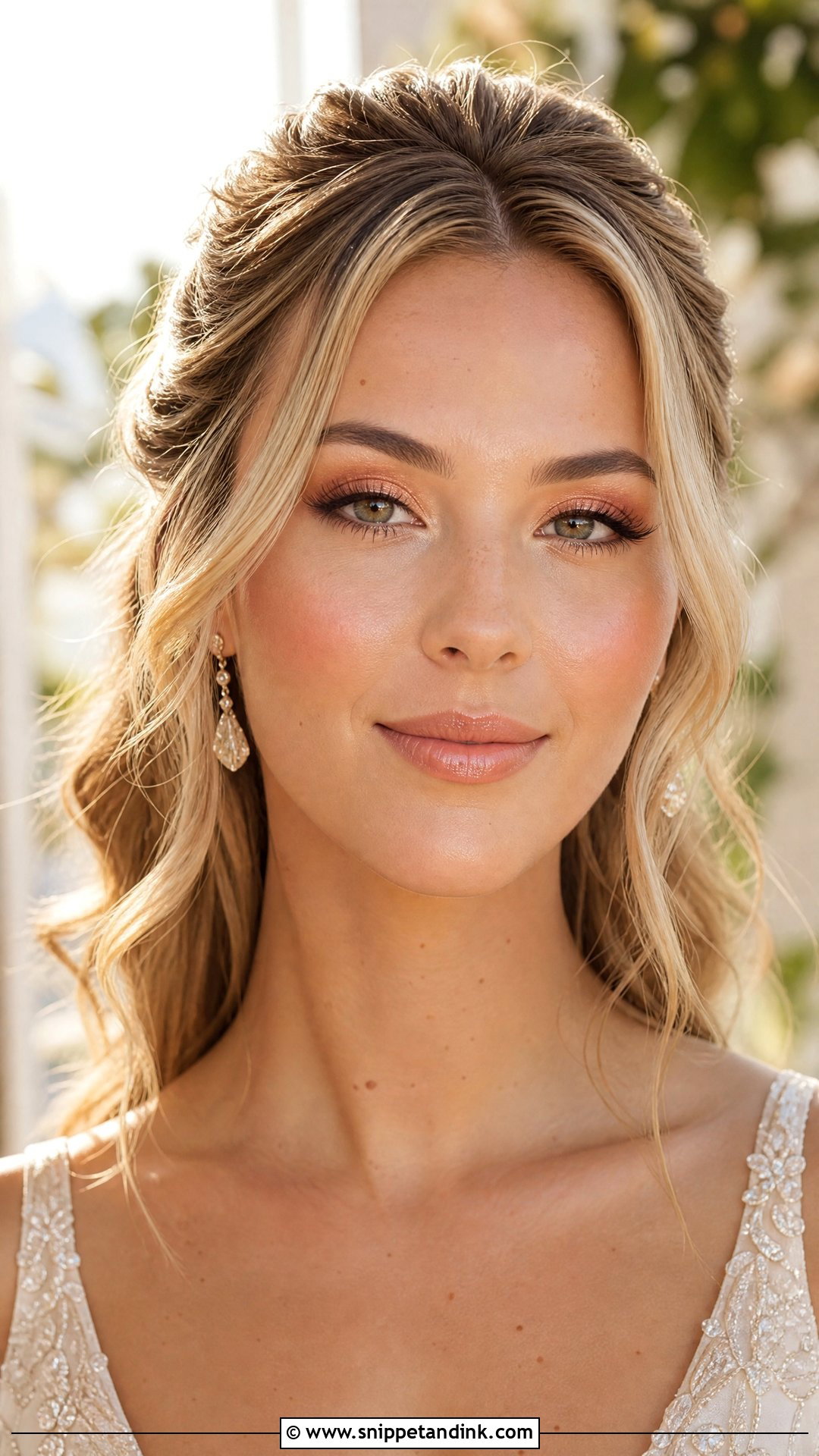 Dewy Bridal Makeup With Peach Tones - Snippet and Ink - 25 Dewy Bridal Makeup Ideas