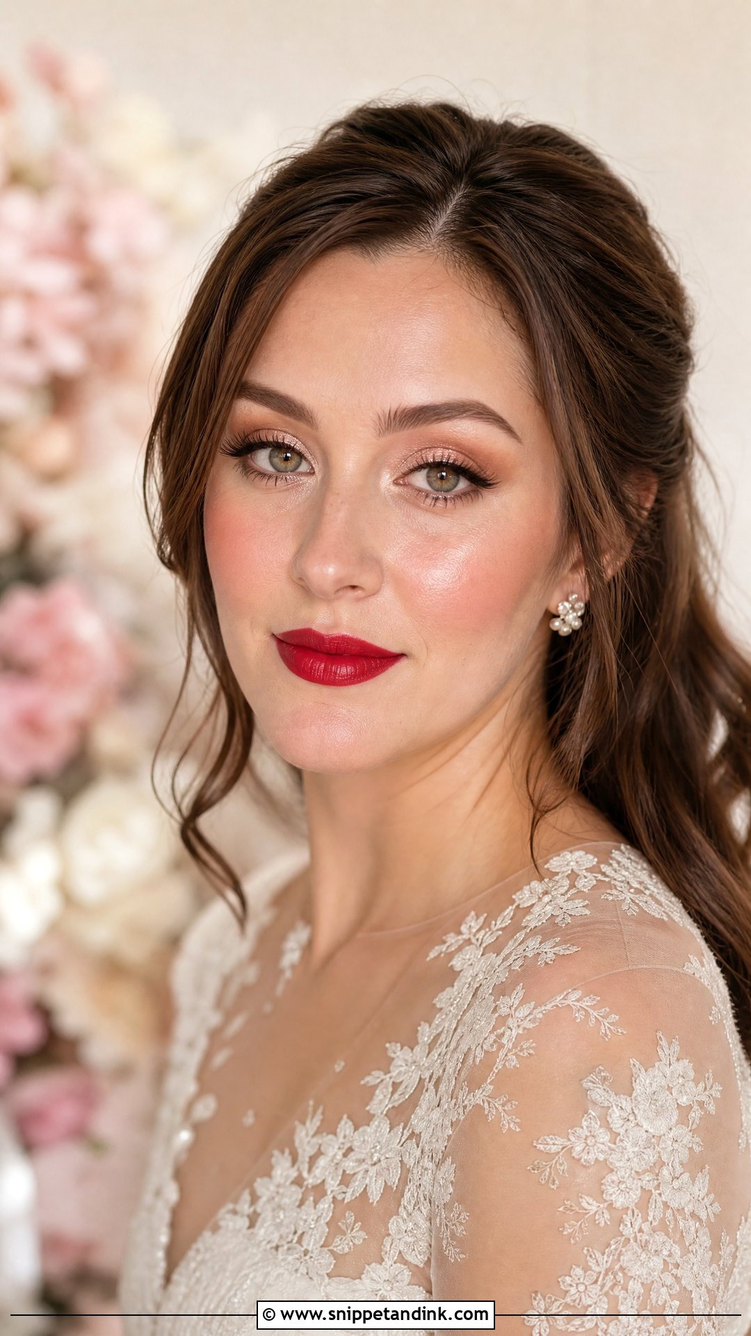 Dewy Bridal Makeup With Red Lips - Snippet and Ink - 25 Bridal Makeup with Red Lips