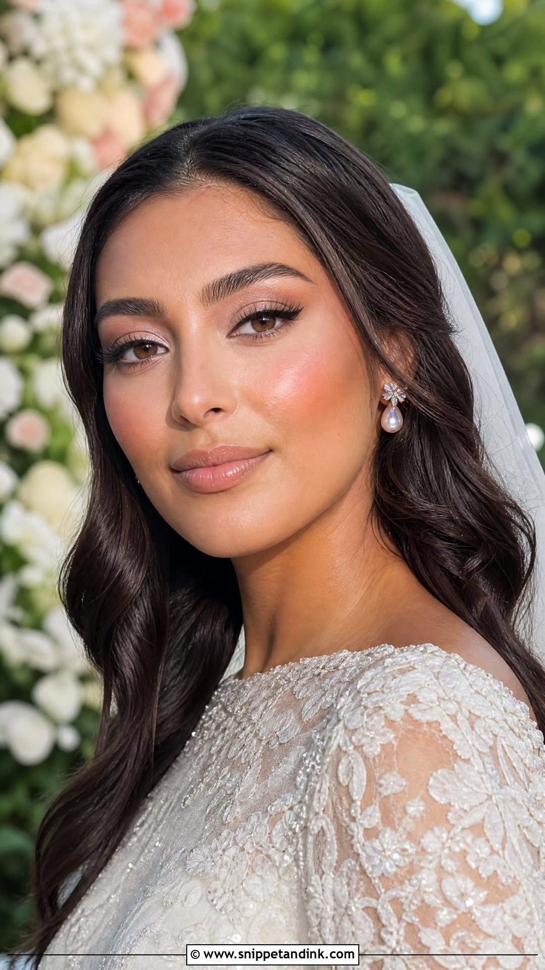 Dewy Bridal Makeup With Winged Eyeliner - Snippet and Ink - 20 Bridal Makeup Winged Eyeliner Ideas