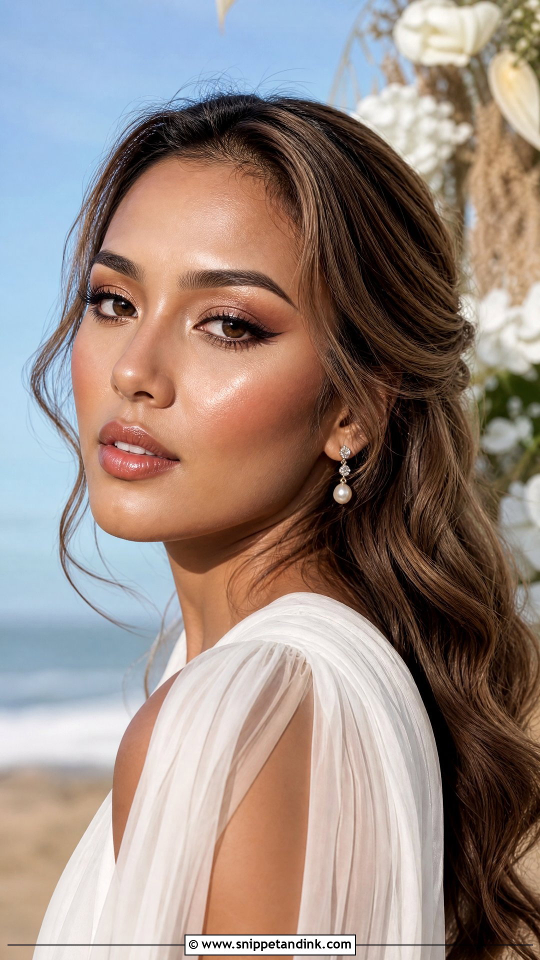Dewy Cat Eye Bridal Makeup - Snippet and Ink - 20 Cat Eye Bridal Makeup Ideas