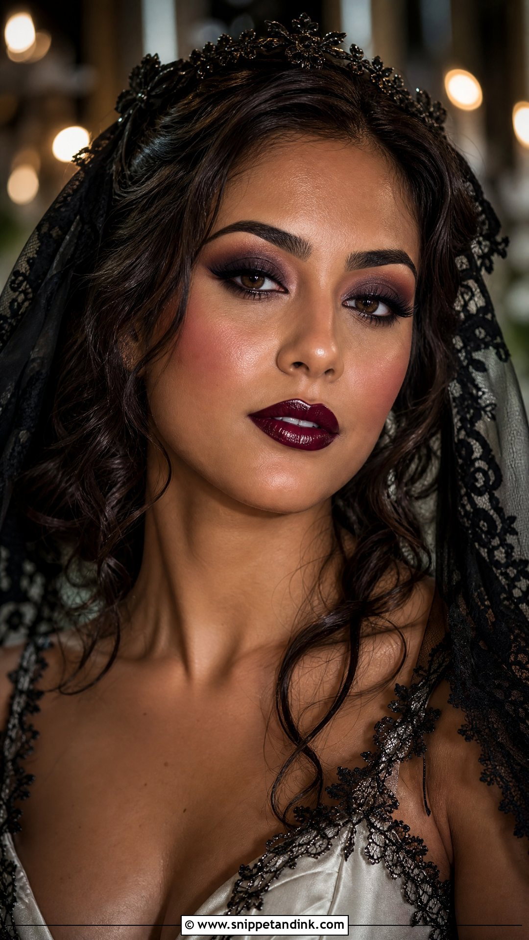 Dewy Goth Bridal Makeup - Snippet and Ink - 20 Goth Bridal Makeup Ideas