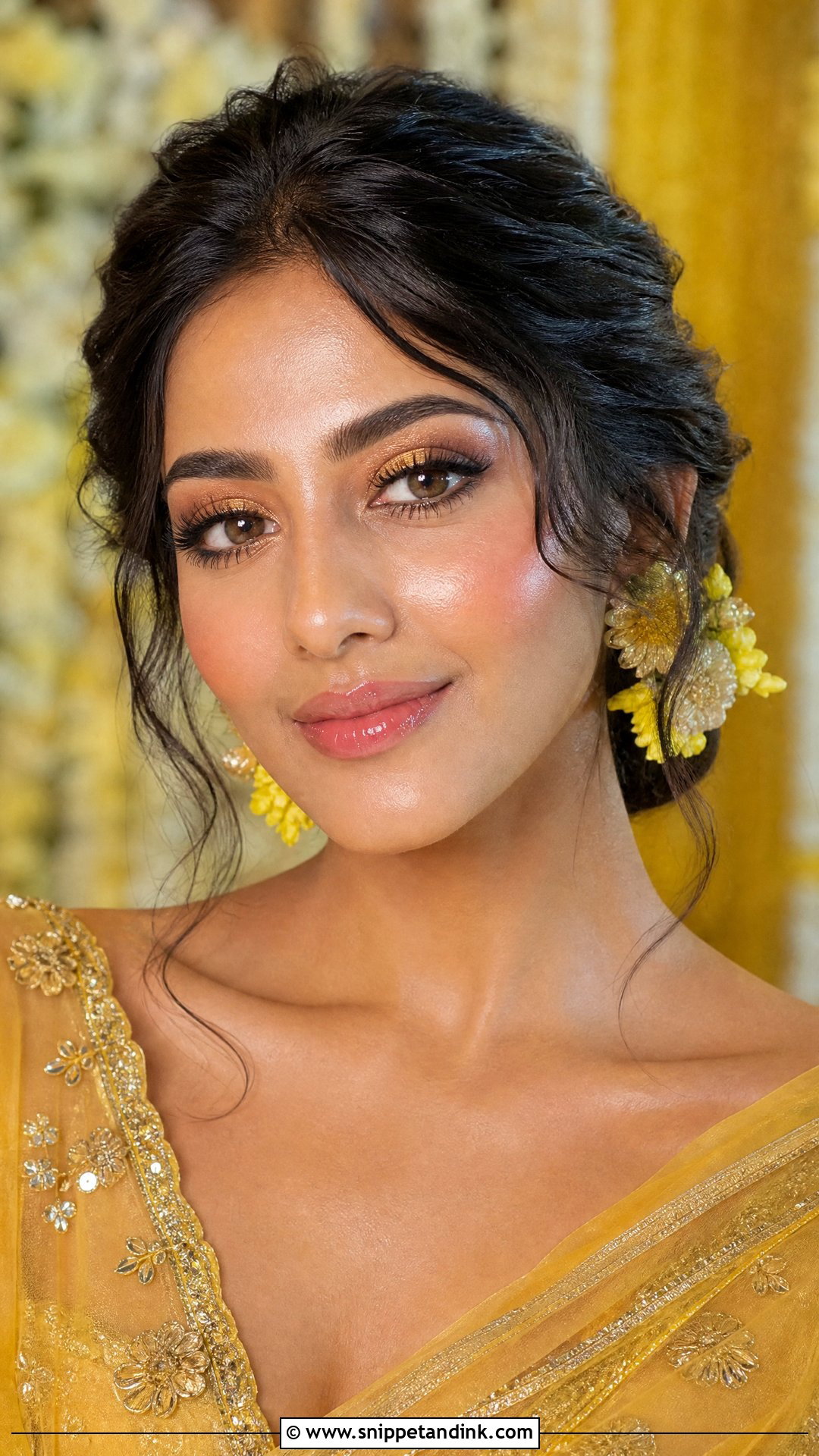 Dewy Haldi Bridal Makeup - Snippet and Ink - 25 Haldi Bridal Look Ideas