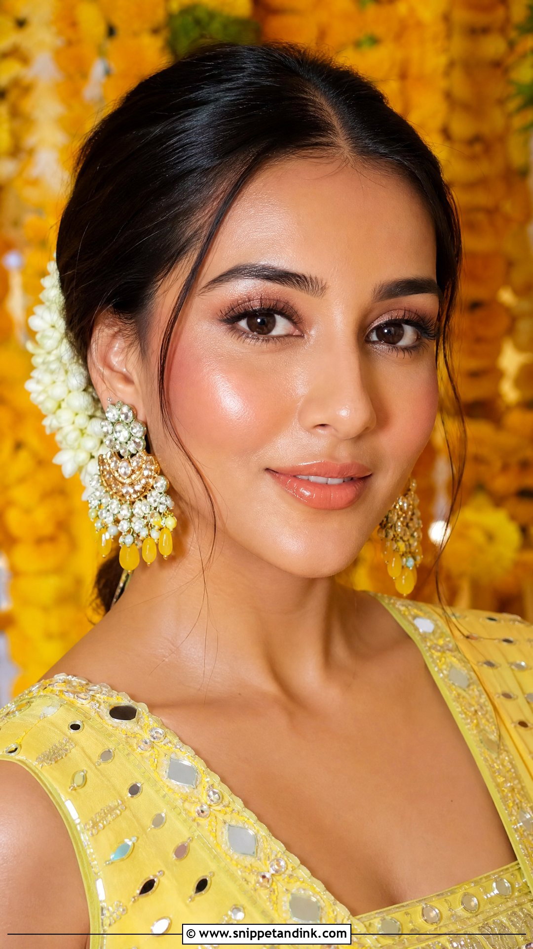 Dewy Haldi Makeup Look - Snippet and Ink - 25 Haldi Makeup Look for Bride Ideas