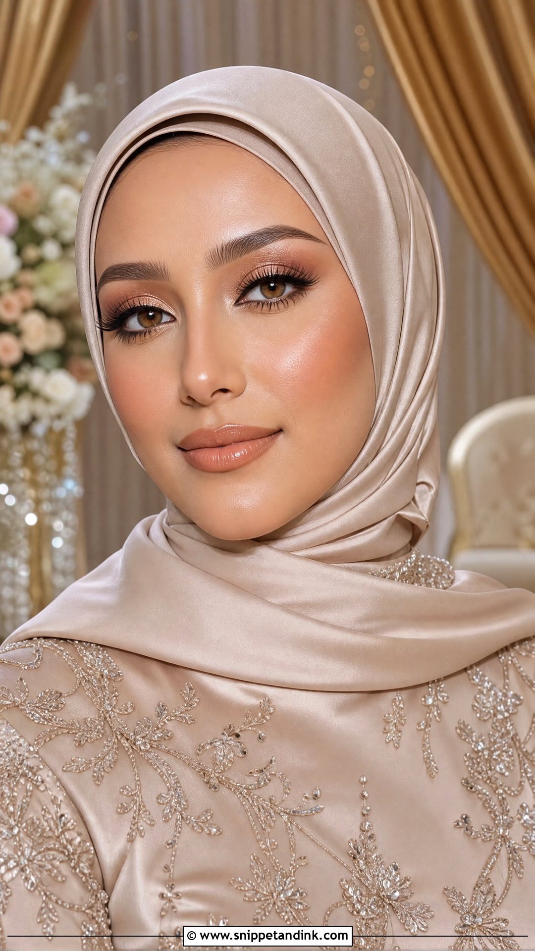 Dewy Muslim Bridal Makeup With Nude Lip - Snippet and Ink - 20 Muslim Bridal Makeup Ideas