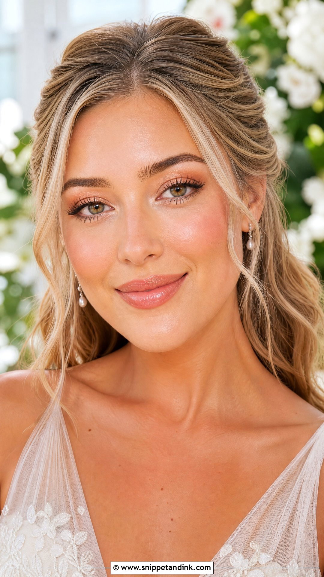 Dewy Peach Bridal Makeup - Snippet and Ink - 20 Peachy Bridal Makeup Ideas