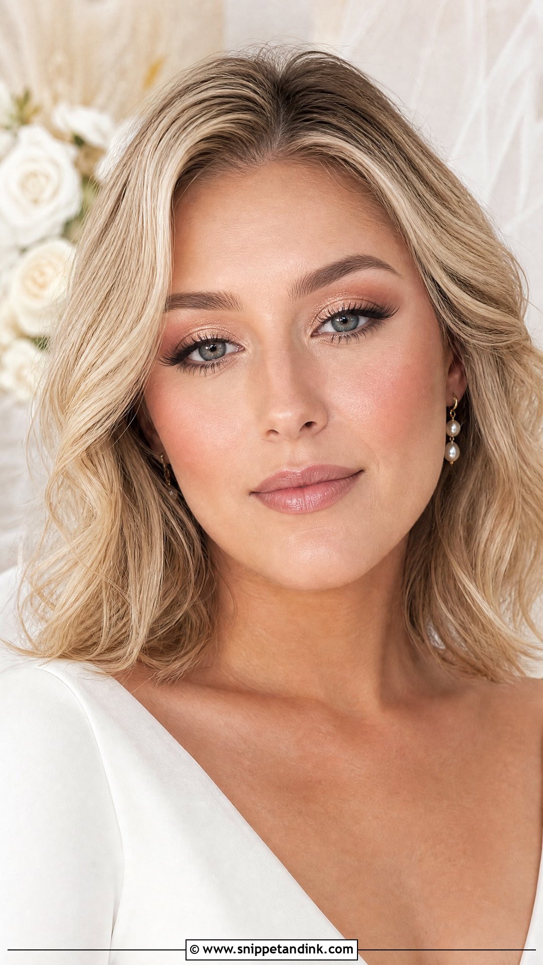 Dewy Wedding Makeup With Champagne Eyeshadow - Snippet and Ink - 25 Dewy Wedding Makeup Look Ideas