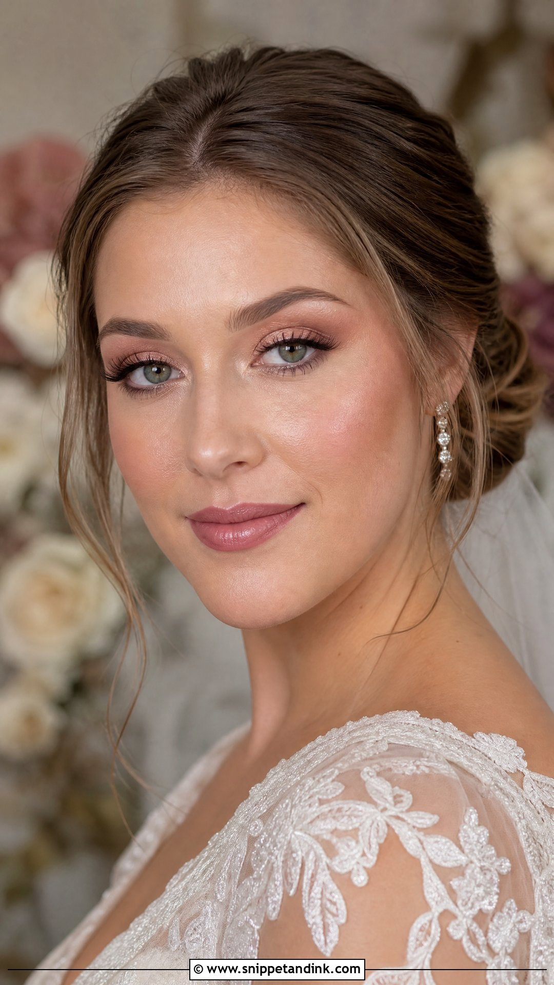 Dewy Wedding Makeup With Mauve Lip - Snippet and Ink - 25 Dewy Wedding Makeup Look Ideas