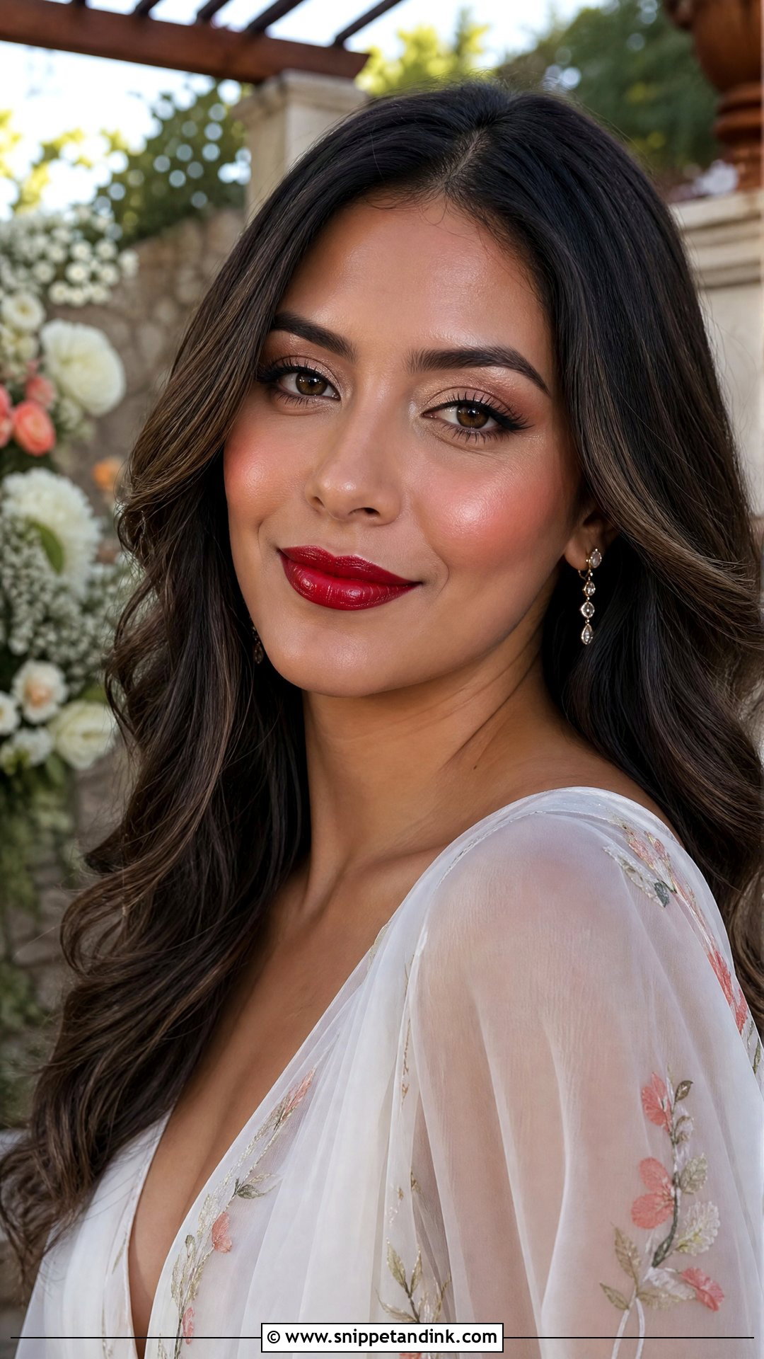 Dewy Wedding Makeup With Red Lips - Snippet and Ink - 20 Wedding Makeup with Red Lips
