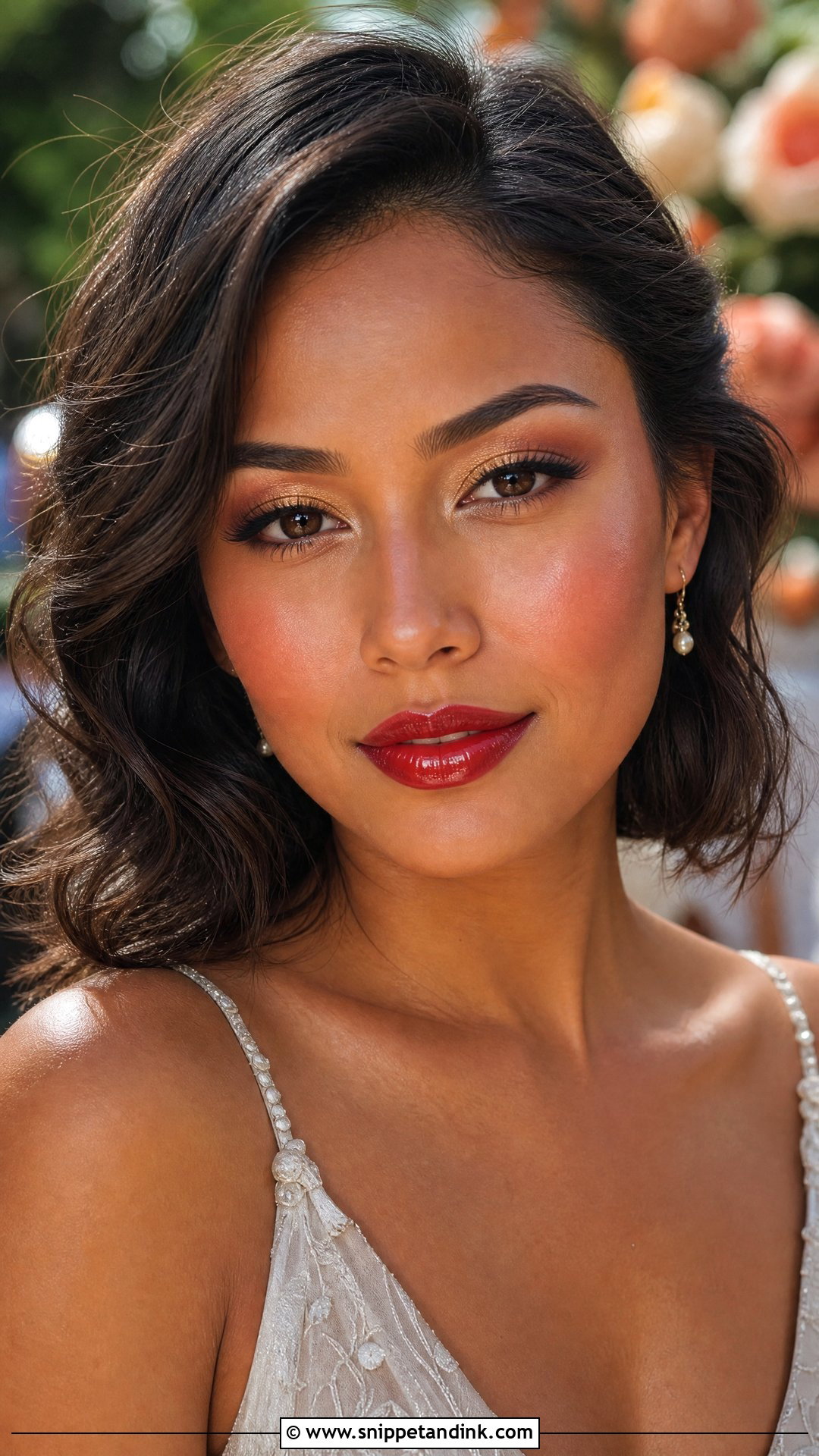 Dewy Wedding Makeup With Red Lipstick - Snippet and Ink - 20 Wedding Makeup Red Lipstick Ideas