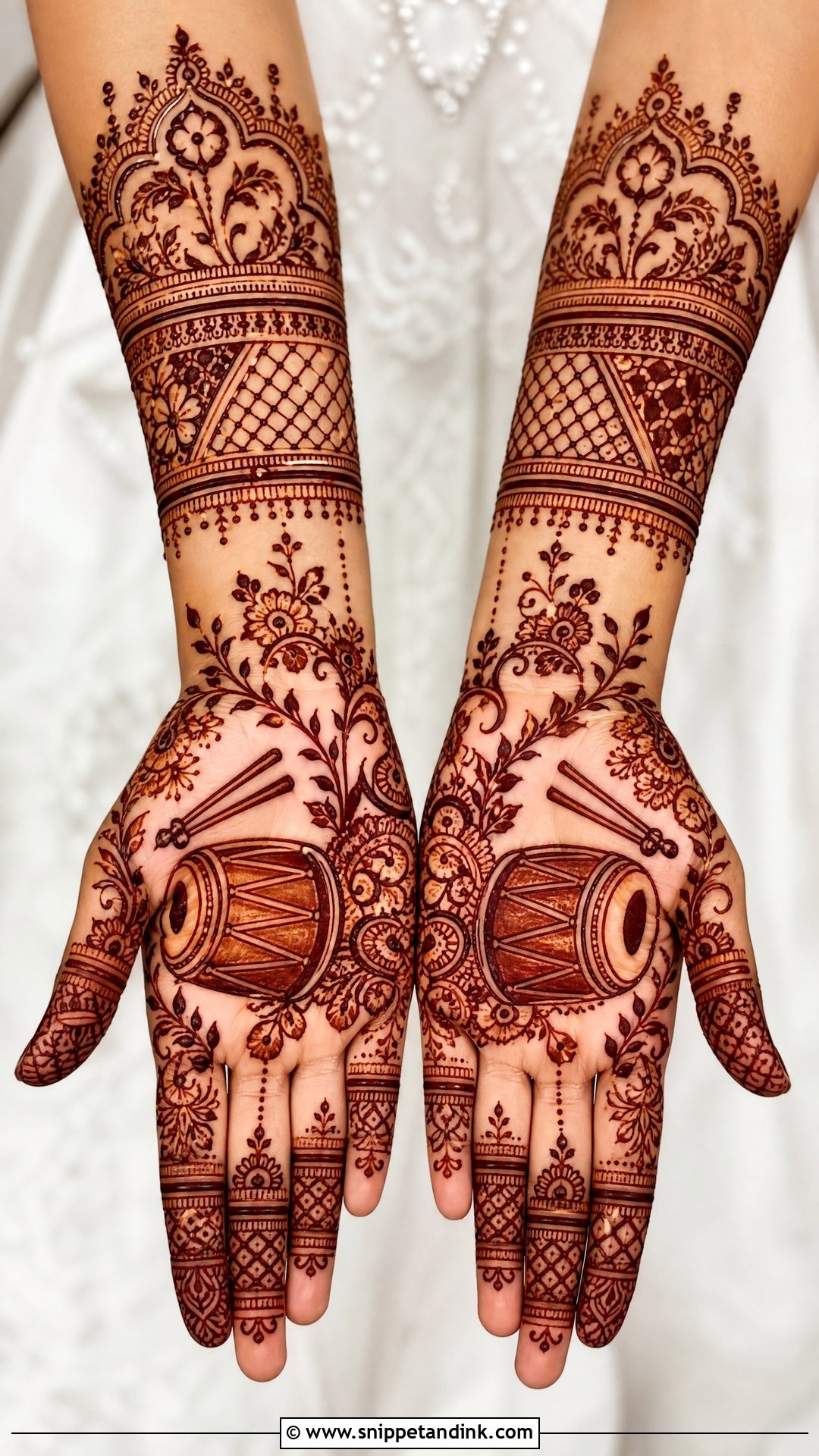 Dhol Bridal Instruments Mehndi Design - Snippet and Ink - 20 Bridal Instruments Mehndi Designs