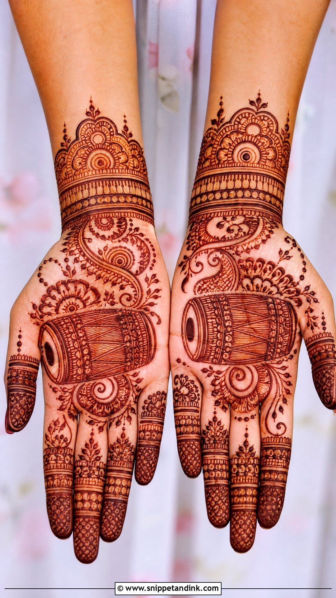 Dholak Bridal Instruments Mehndi Design - Snippet and Ink - 20 Bridal Instruments Mehndi Designs
