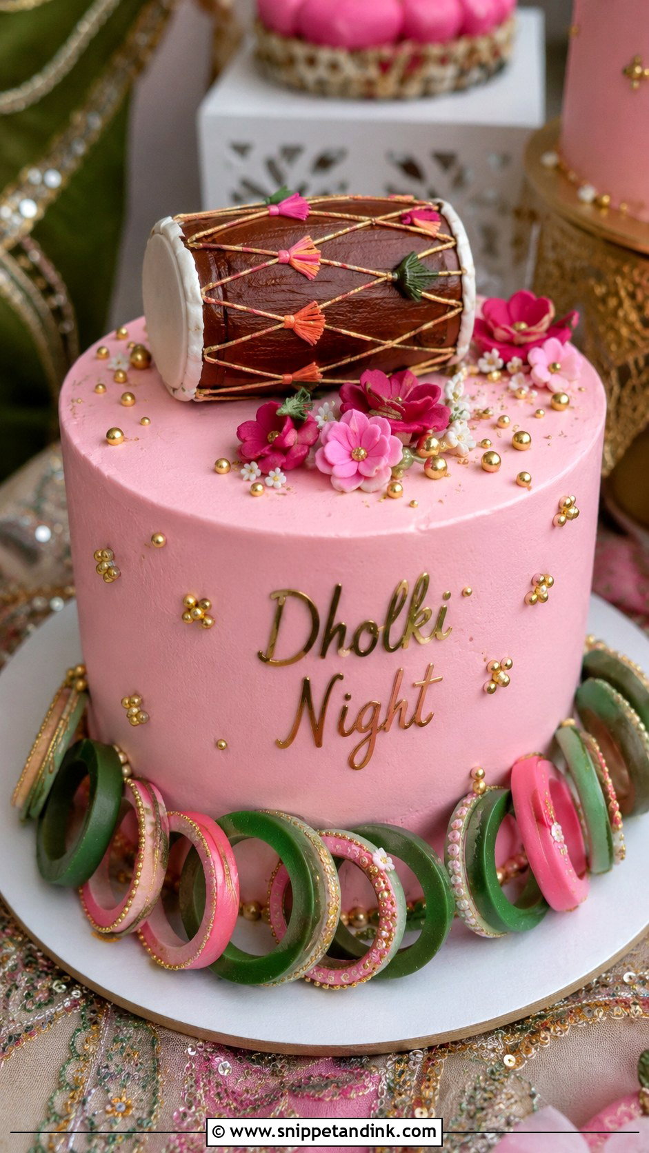 Dholki Cake With Bangles - Snippet and Ink - 20 Dholki Cake Ideas